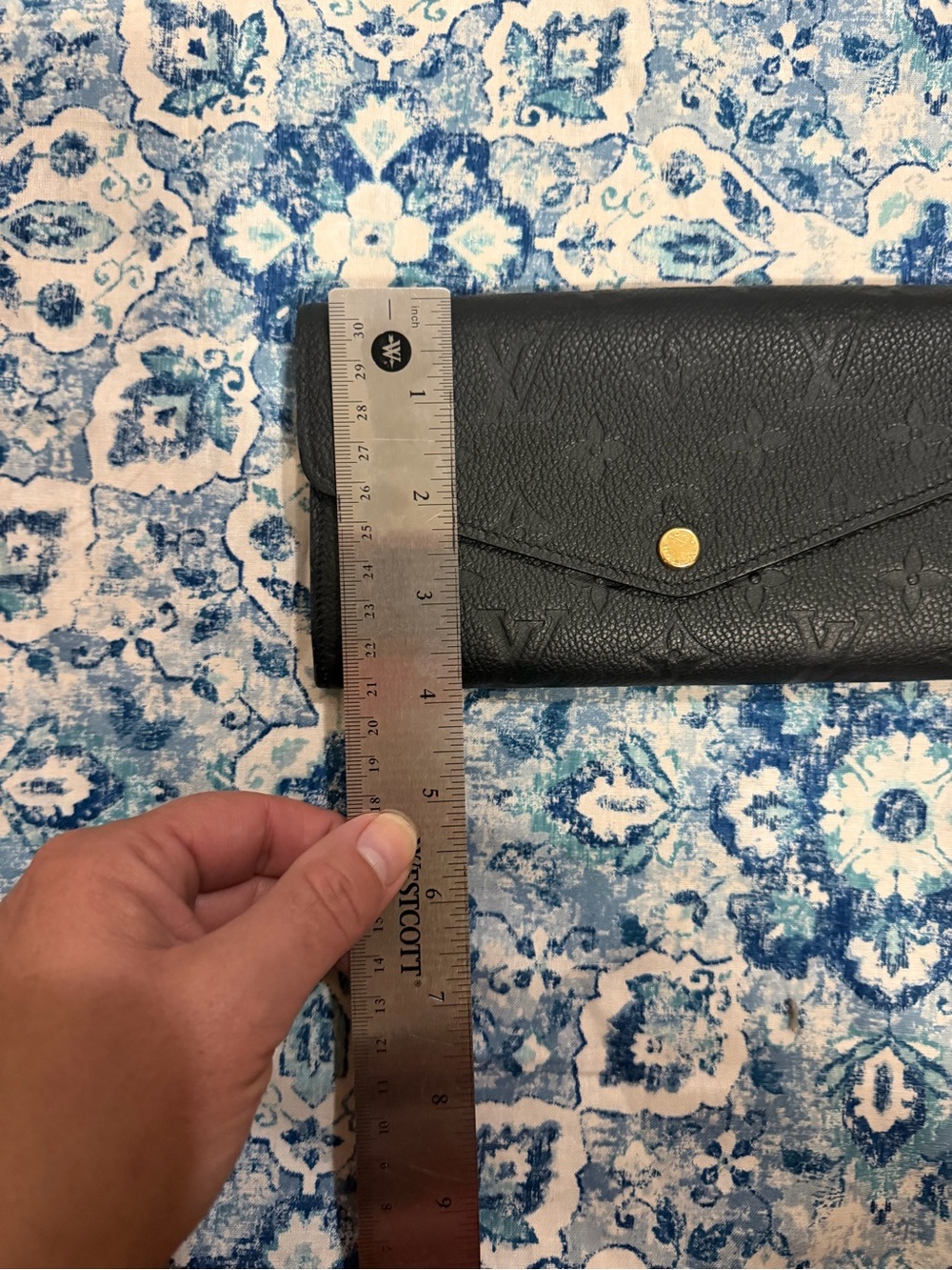 Louis Vuitton Black Monogram Empreinte Envelope Clutch Wallet with Gold Snap - Picture 12 of 14